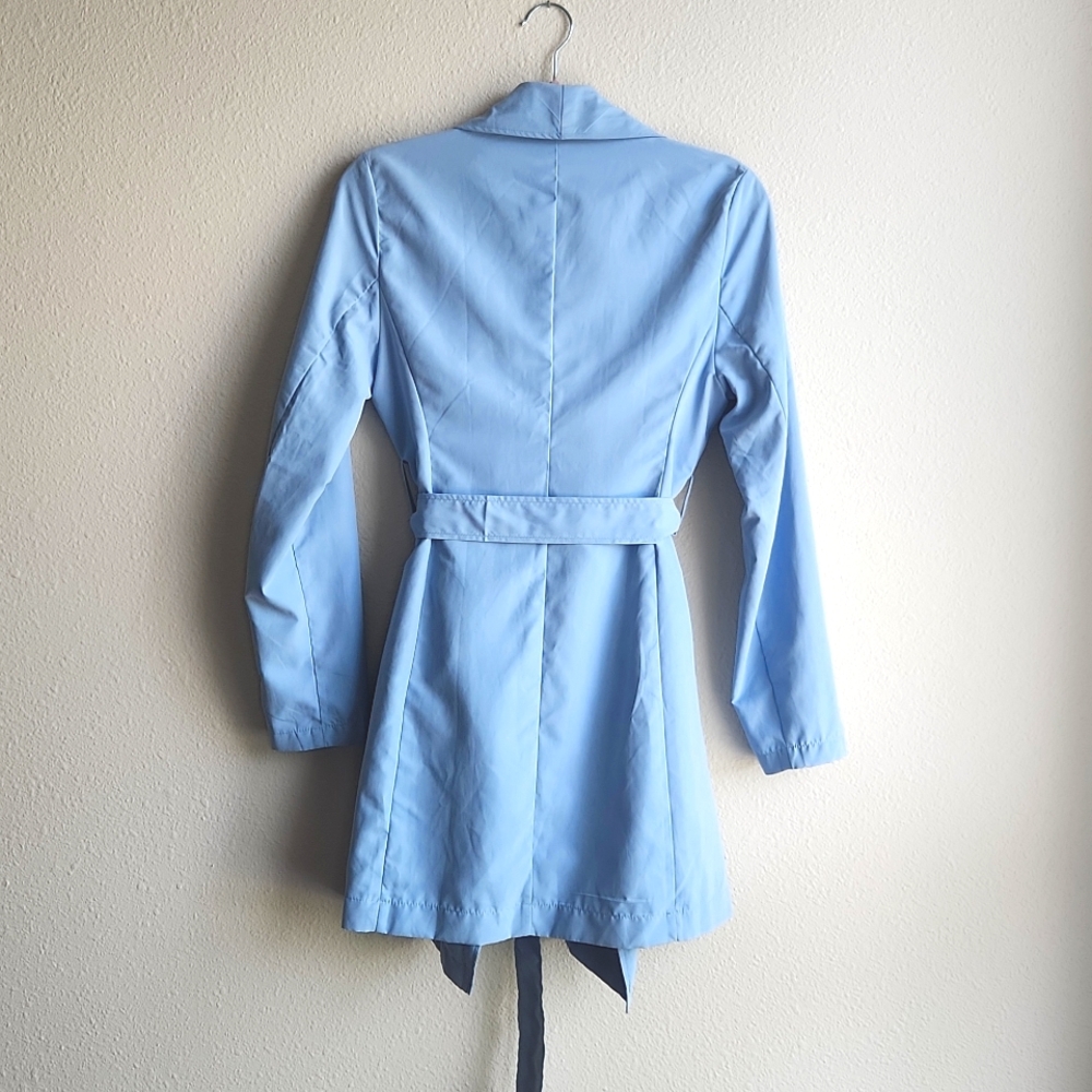 Love Tree Sky Blue Open Front Dress Coat